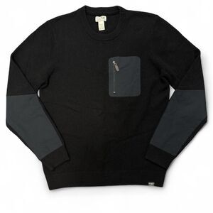 Vintage LL Bean Sweater Size Large Tall Black Merino Wool Elbow Patches 90s EUC